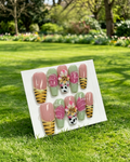 Tiger Lily Coffin Press-On Nails | 24pcs Glossy Floral Design