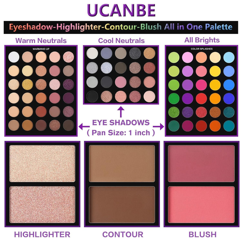 UCANBE 86-Shade Eyeshadow Palette & Brush Set