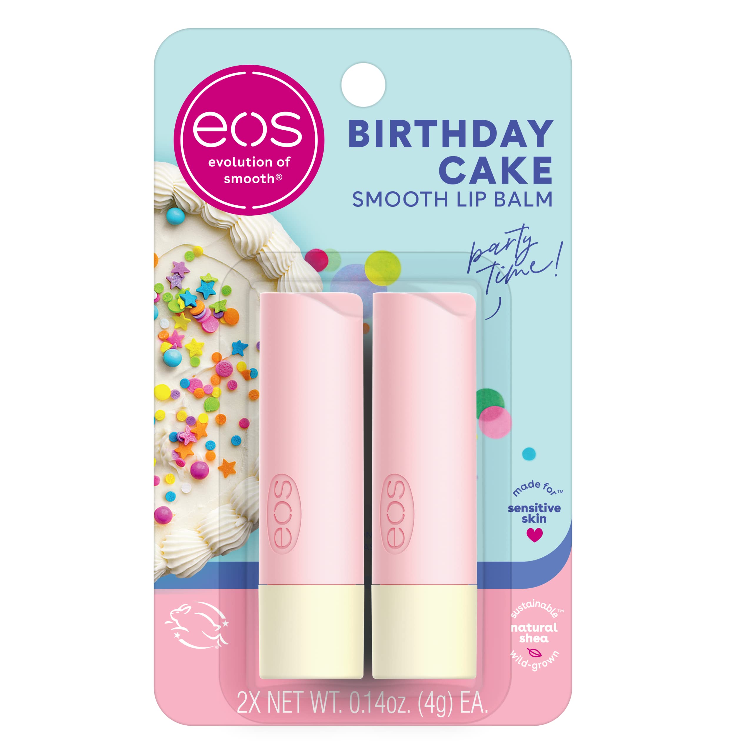 EOS Birthday Cake Shea Lip Balm - Pack of 2